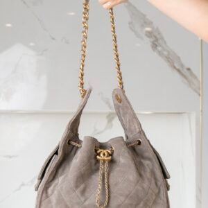 CHANEL 25A Bucket Drawstring Bag (Coffee Color)