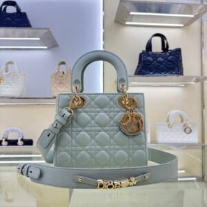 Lady Dior Four Grid Bright Blue and Green