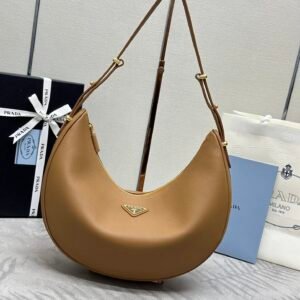 Prada Leather Moon Shoulder Bag - Caramel
